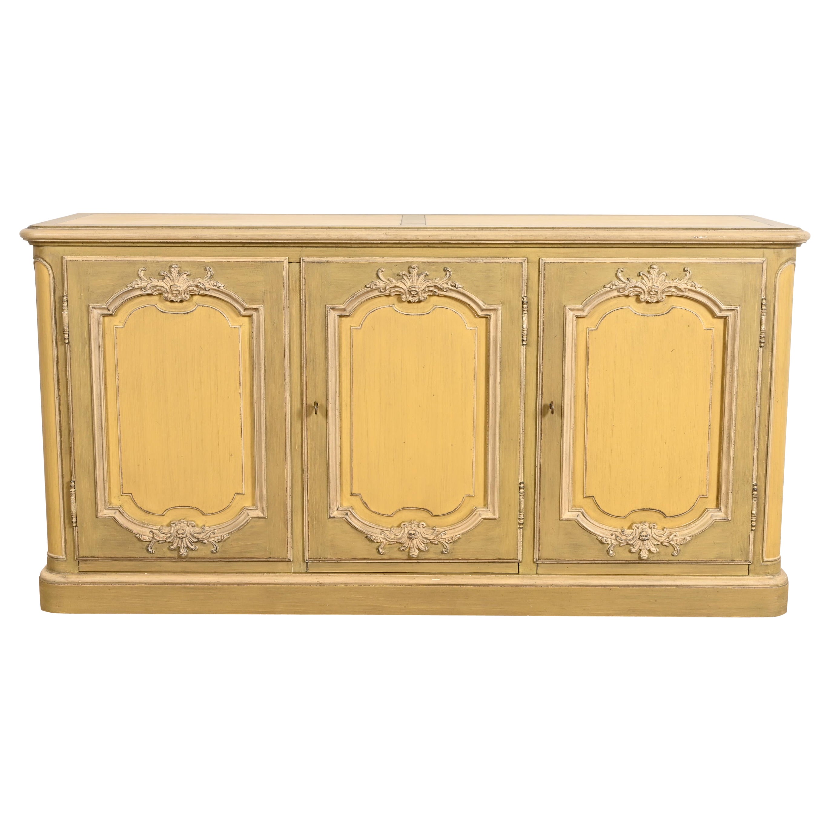Baker Furniture Französische Provence Louis XV Grün lackierte Sideboard-Anrichte