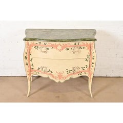 Baker Furniture French Provincial Louis XV Hand Painted Bombe Chest or Commode