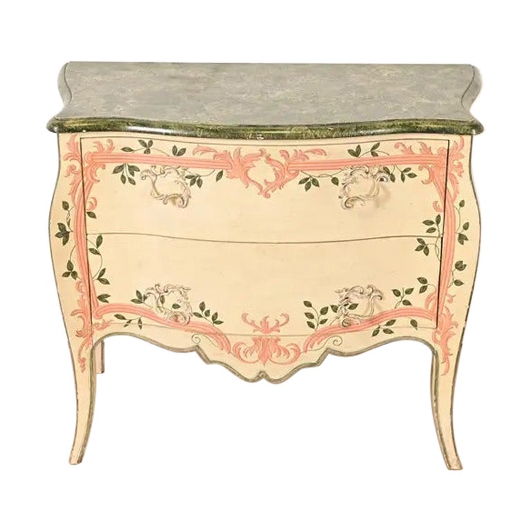 Baker Möbel Französisch Provincial Louis XV Hand gemalt Bombe Brust oder Kommode im Angebot