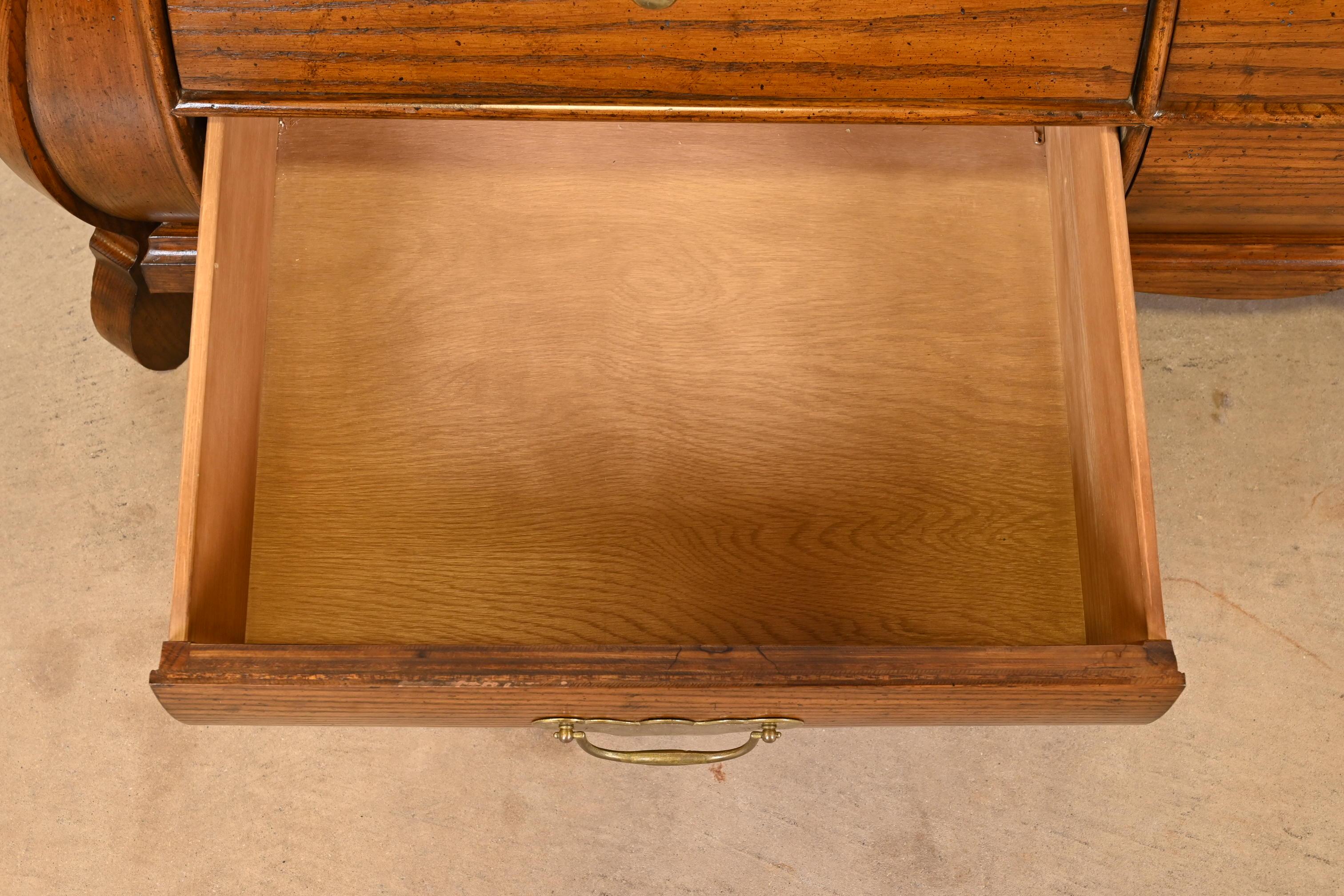 Baker Furniture French Provincial Louis XV Oak and Burl Wood Bombay Form Dresser For Sale 2
