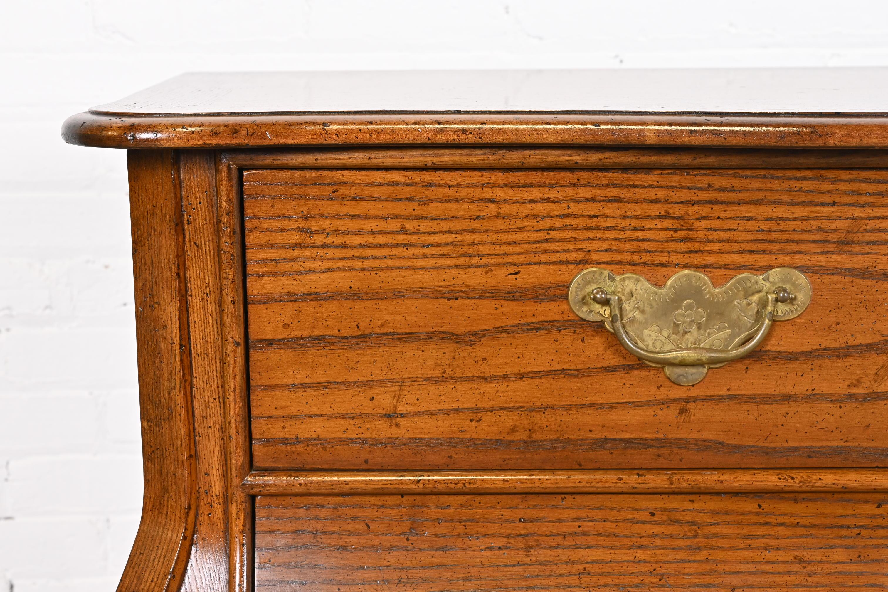 Baker Furniture French Provincial Louis XV Oak and Burl Wood Bombay Form Dresser For Sale 6