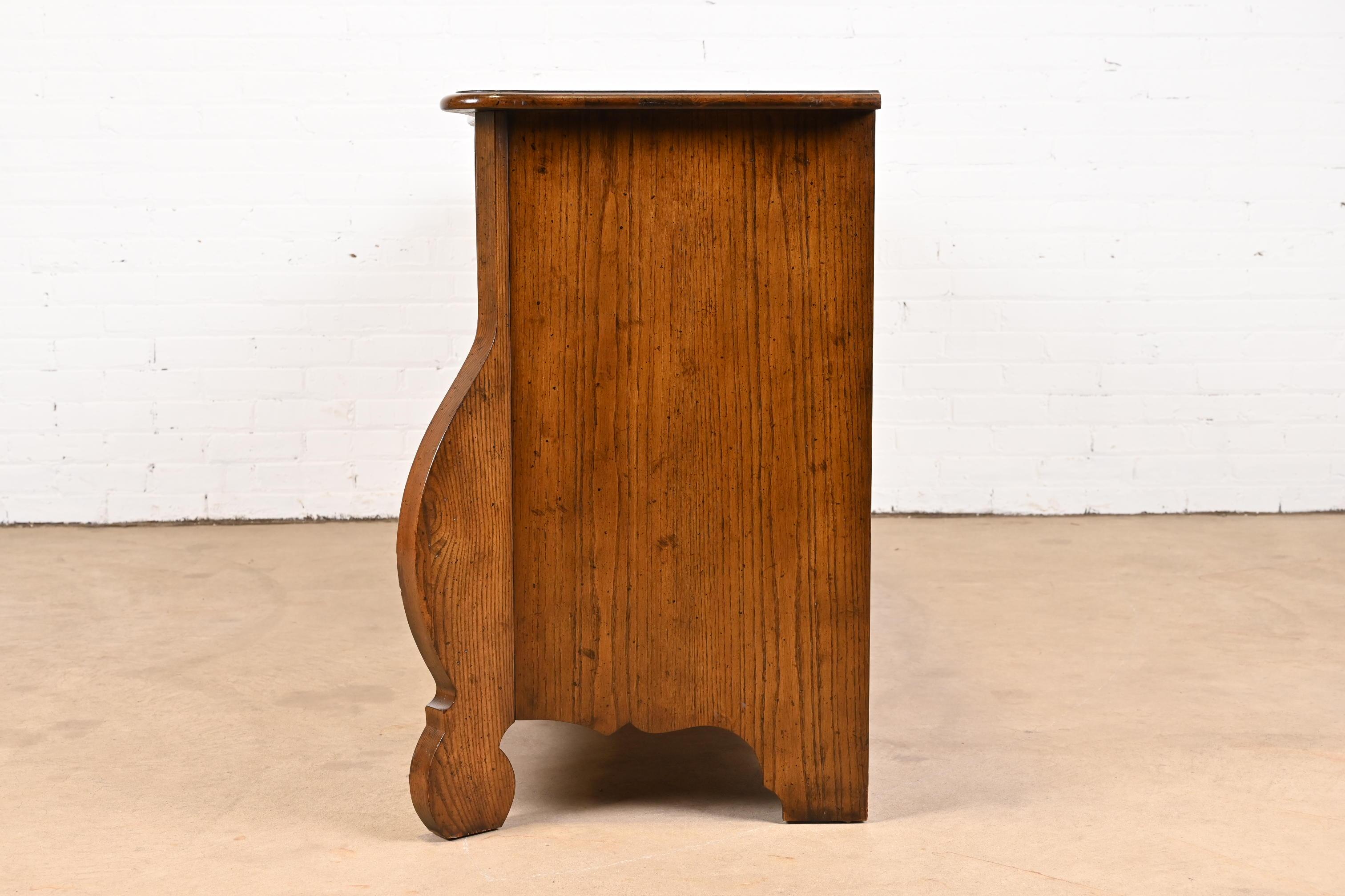 Baker Furniture French Provincial Louis XV Oak and Burl Wood Bombay Form Dresser For Sale 9