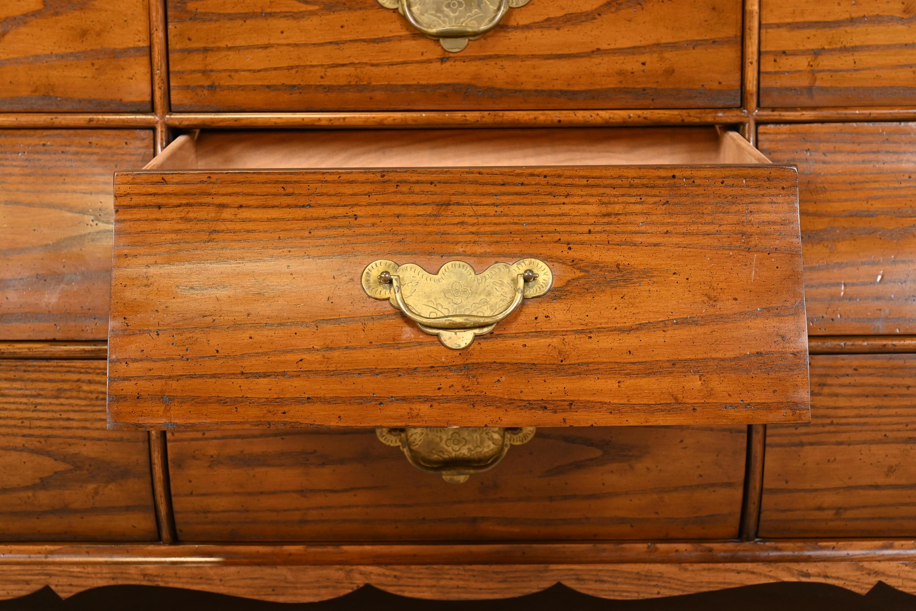 Baker Furniture French Provincial Louis XV Oak and Burl Wood Bombay Form Dresser For Sale 1