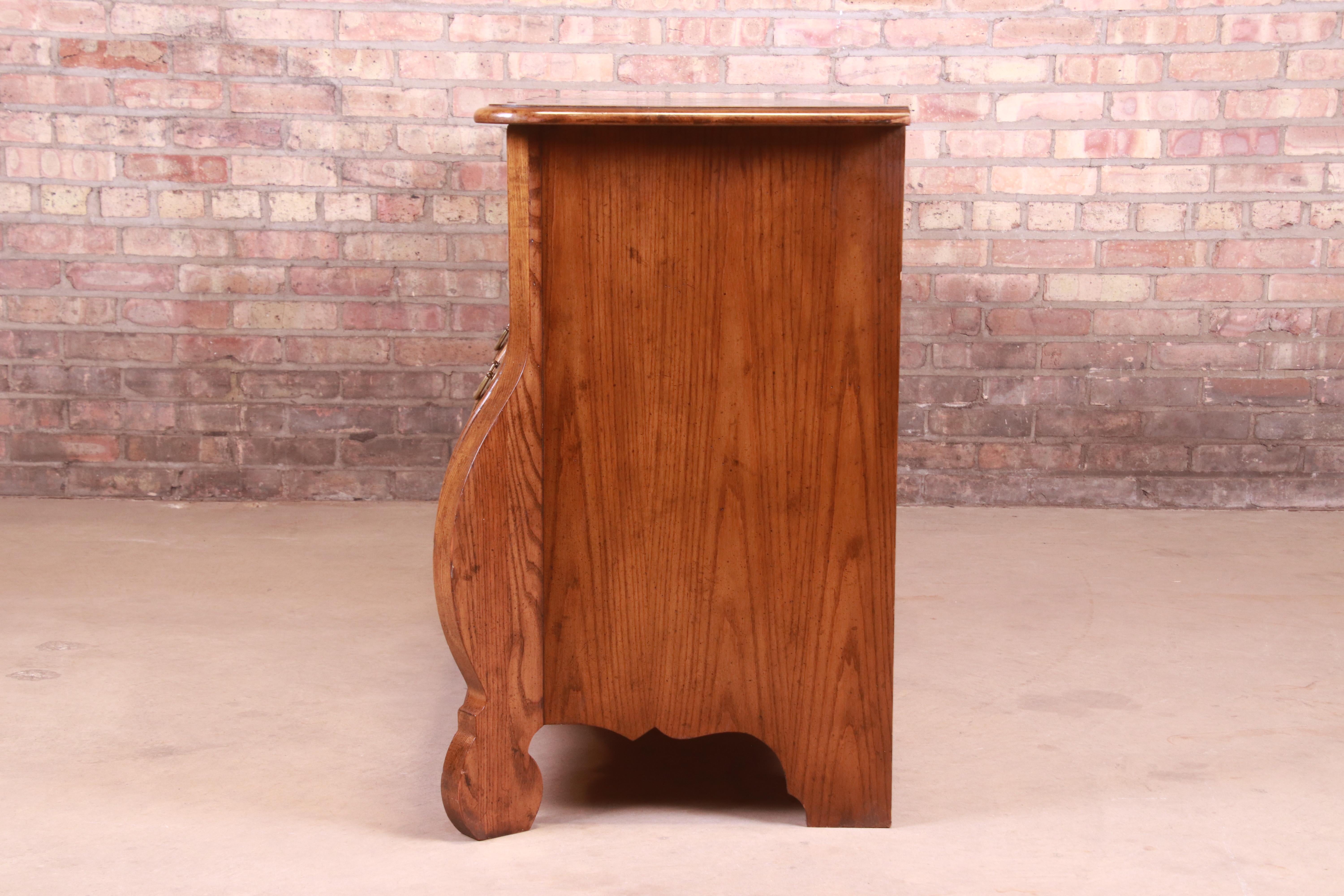 Baker Furniture French Provincial Louis XV Oak and Burl Wood Triple Dresser 8