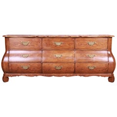 Baker Furniture French Provincial Louis XV Oak and Burl Wood Triple Dresser