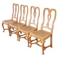 Baker Furniture French Provincial Louis XV Oak and Cane Dining Chairs, Set of 4