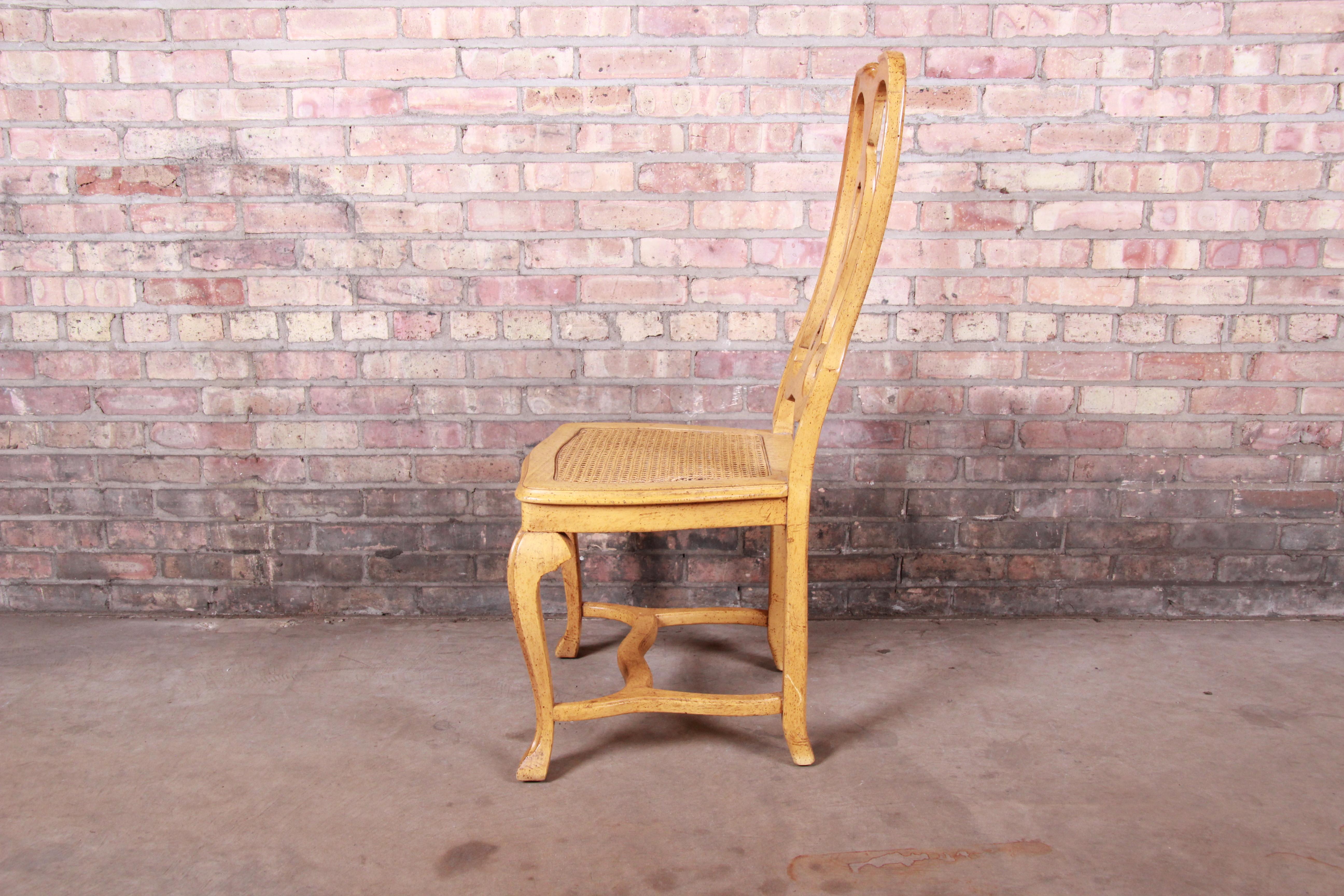 20th Century Baker Furniture French Provincial Louis XV Oak and Cane Dining or Side Chair