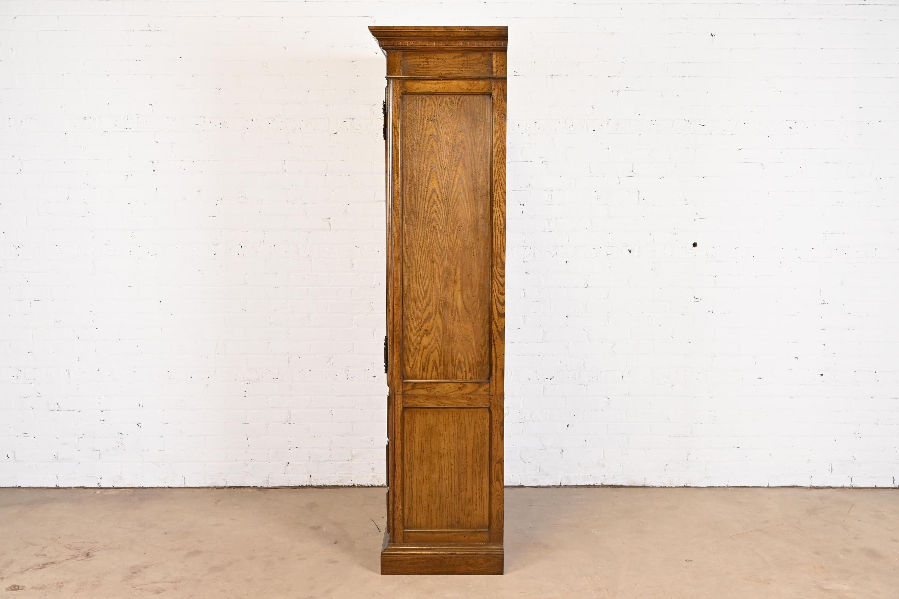 Baker Furniture French Provincial Louis XV Oak Armoire Dresser or Linen Press For Sale 5