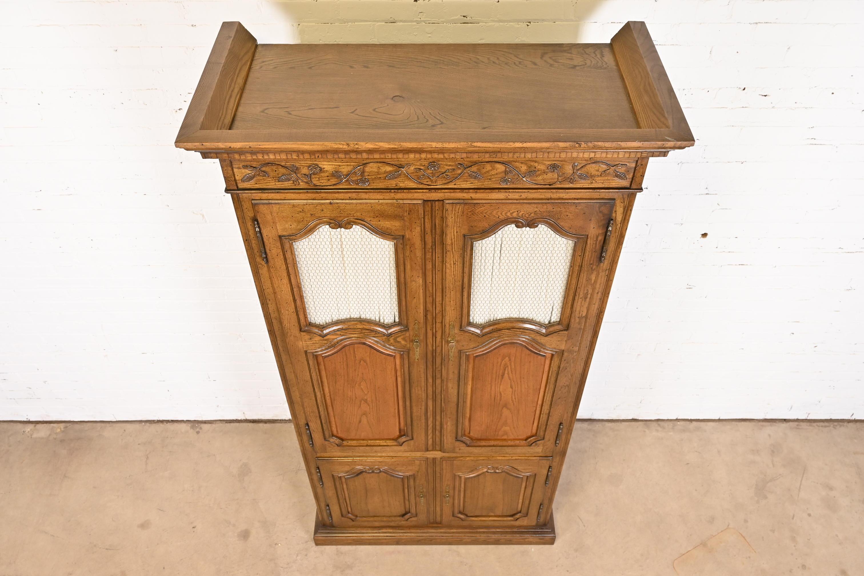 Baker Furniture French Provincial Louis XV Oak Armoire Dresser or Linen Press For Sale 3