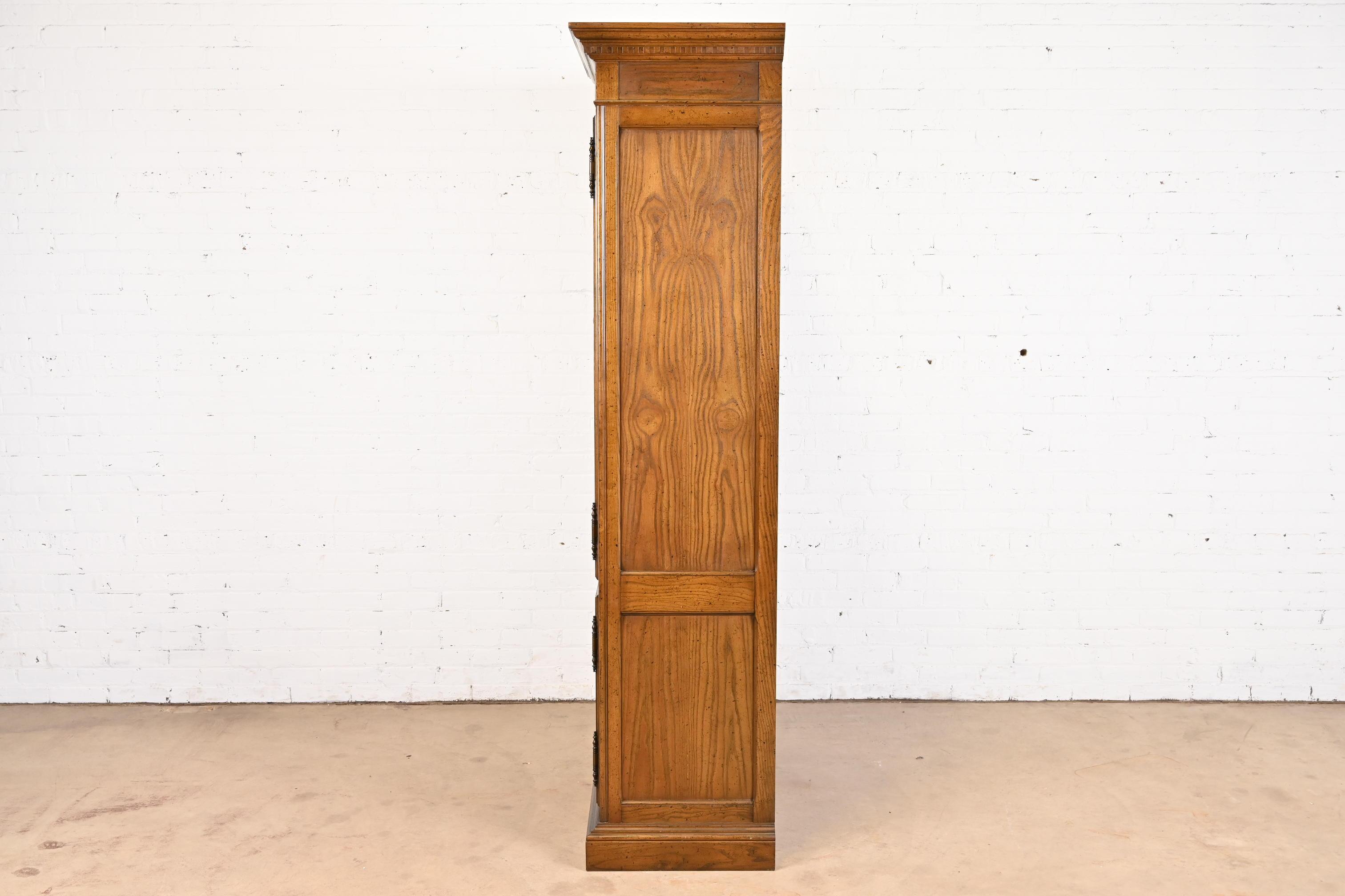Baker Furniture French Provincial Louis XV Oak Armoire Dresser or Linen Press For Sale 4