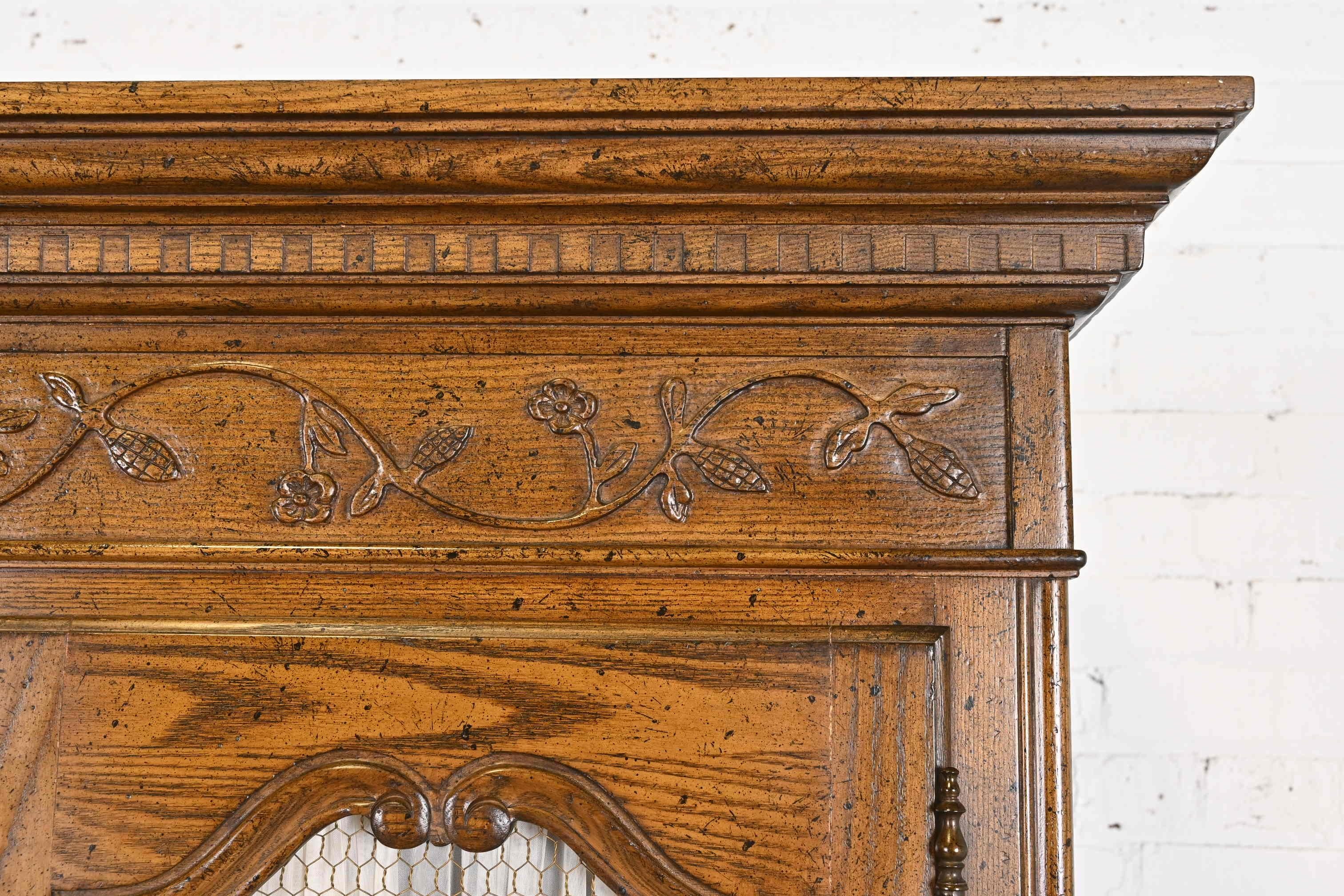 Baker Furniture French Provincial Louis XV Oak Armoire Dressers or Linen Presses For Sale 5