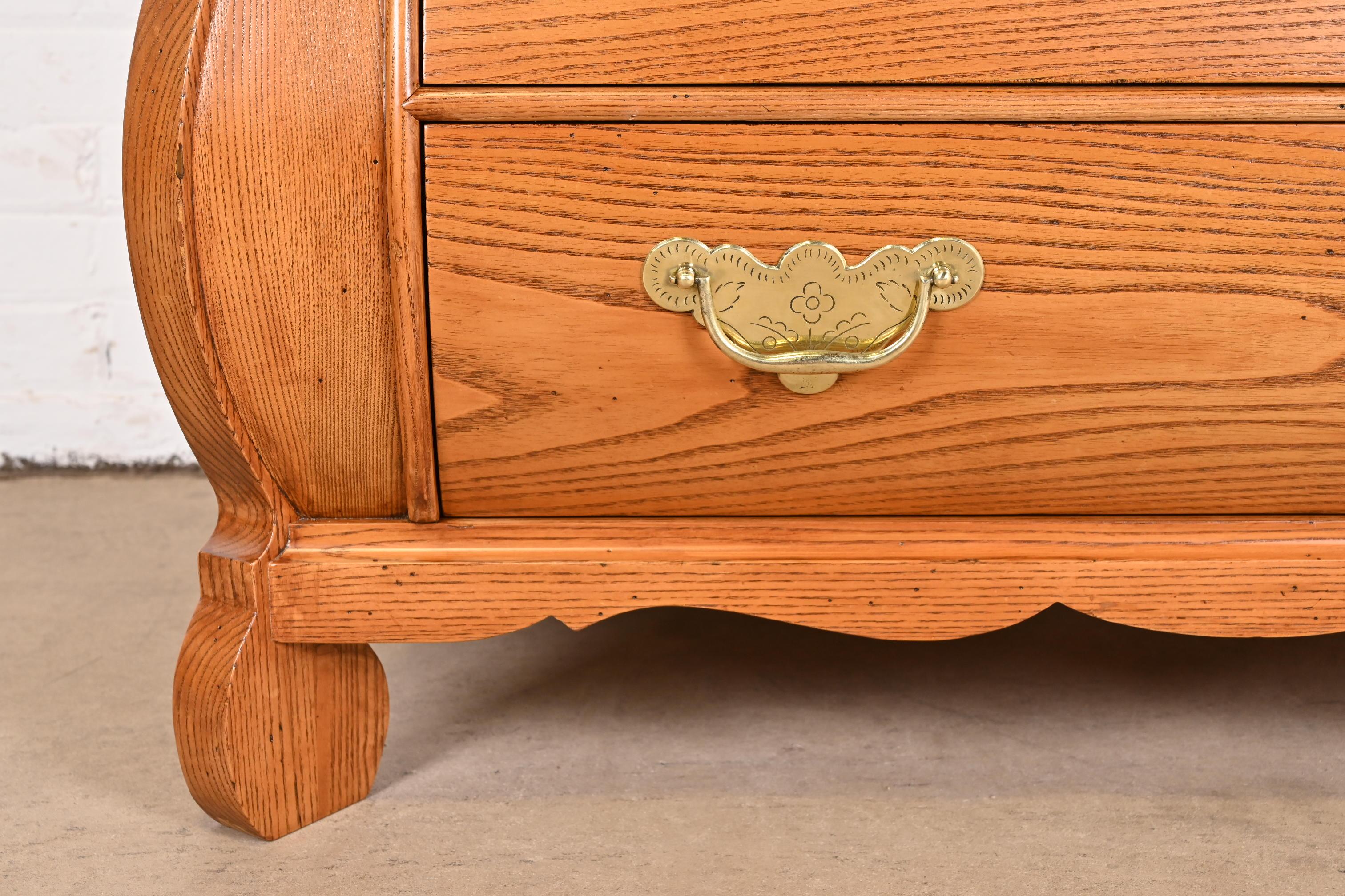 Baker Furniture French Provincial Louis XV Oak Bombay Chest, Newly Refinished For Sale 4