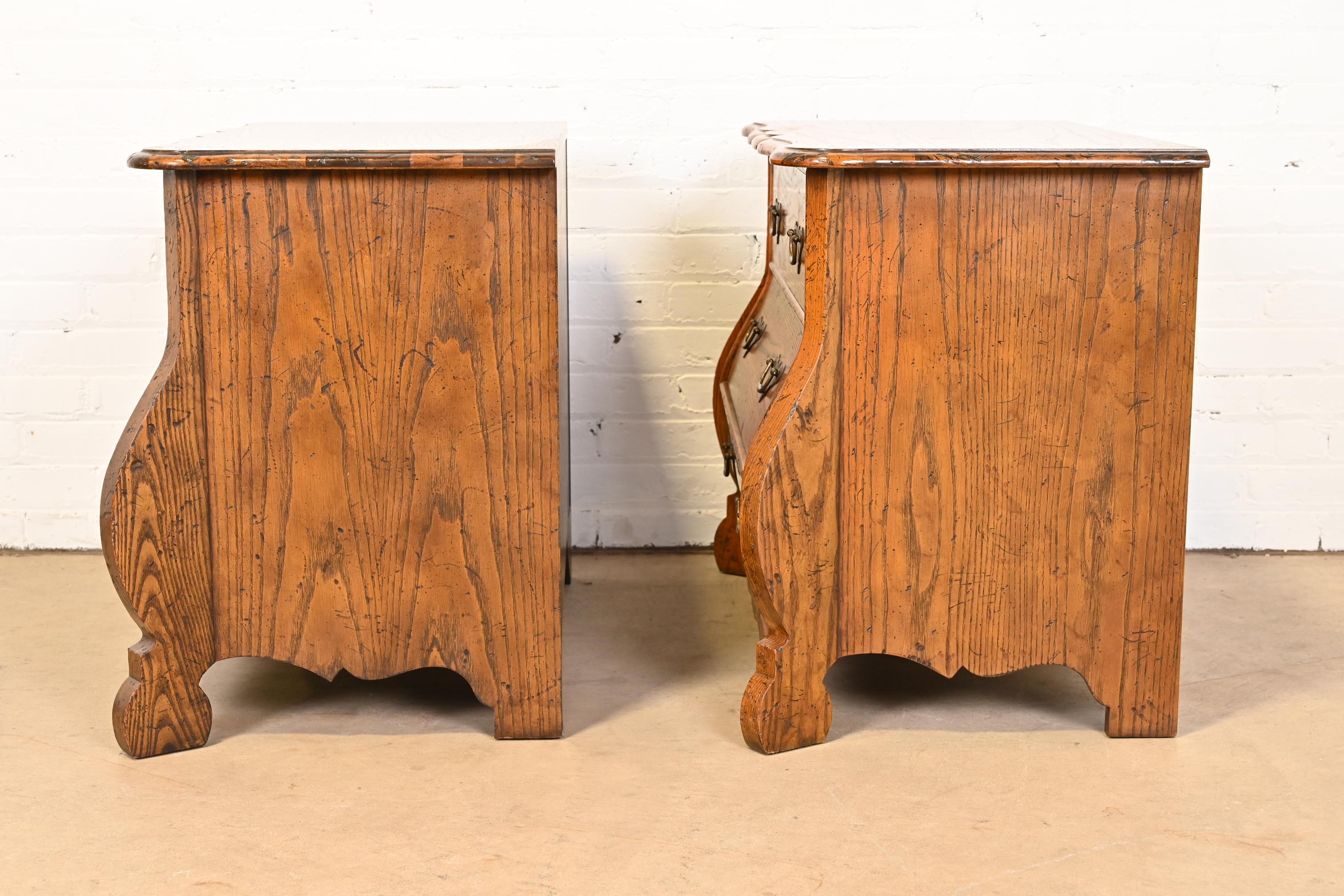 Baker Furniture French Provincial Louis XV Oak Bombay Chests, Pair 5