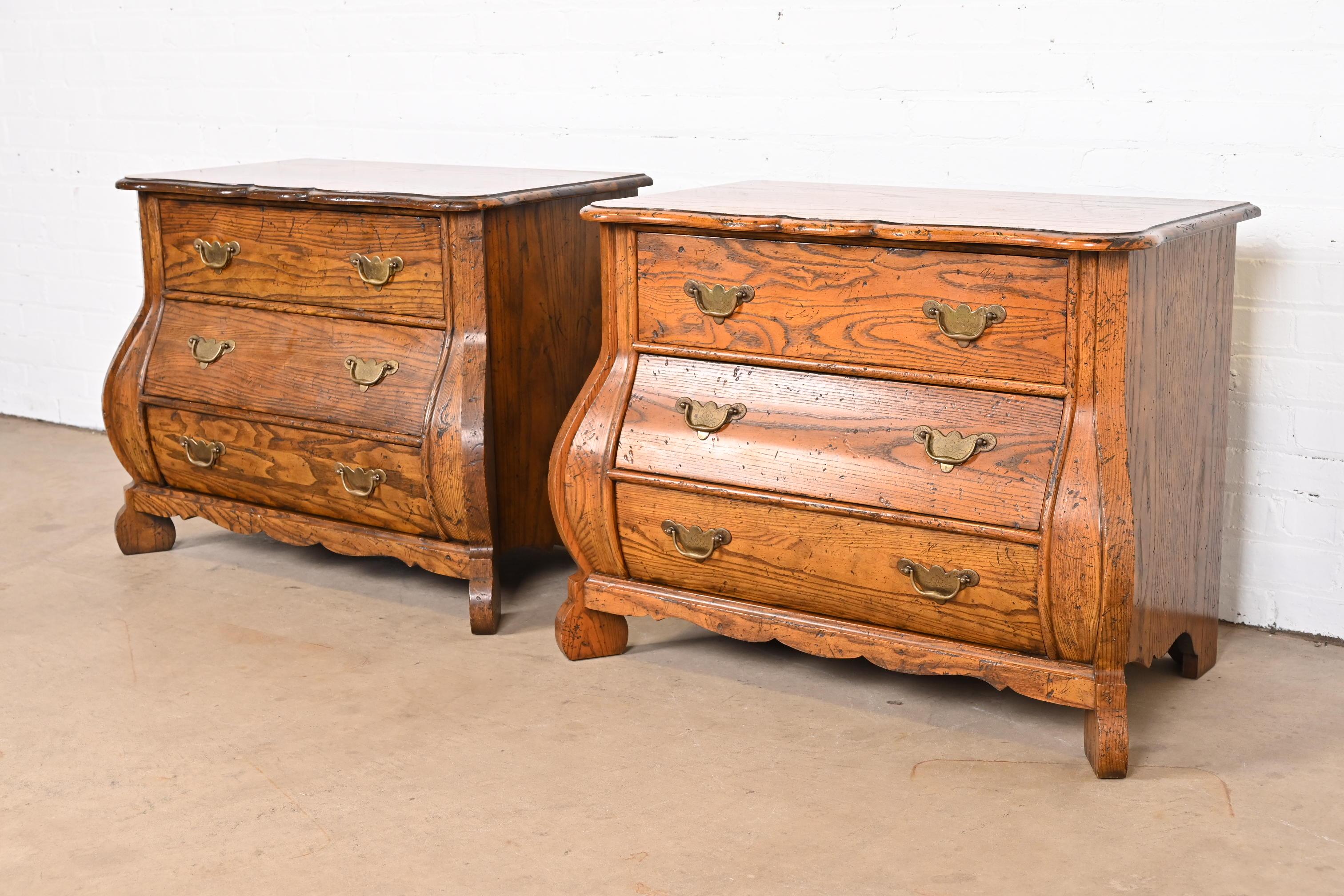 Baker Furniture French Provincial Louis XV Oak Bombay Chests, Pair 1