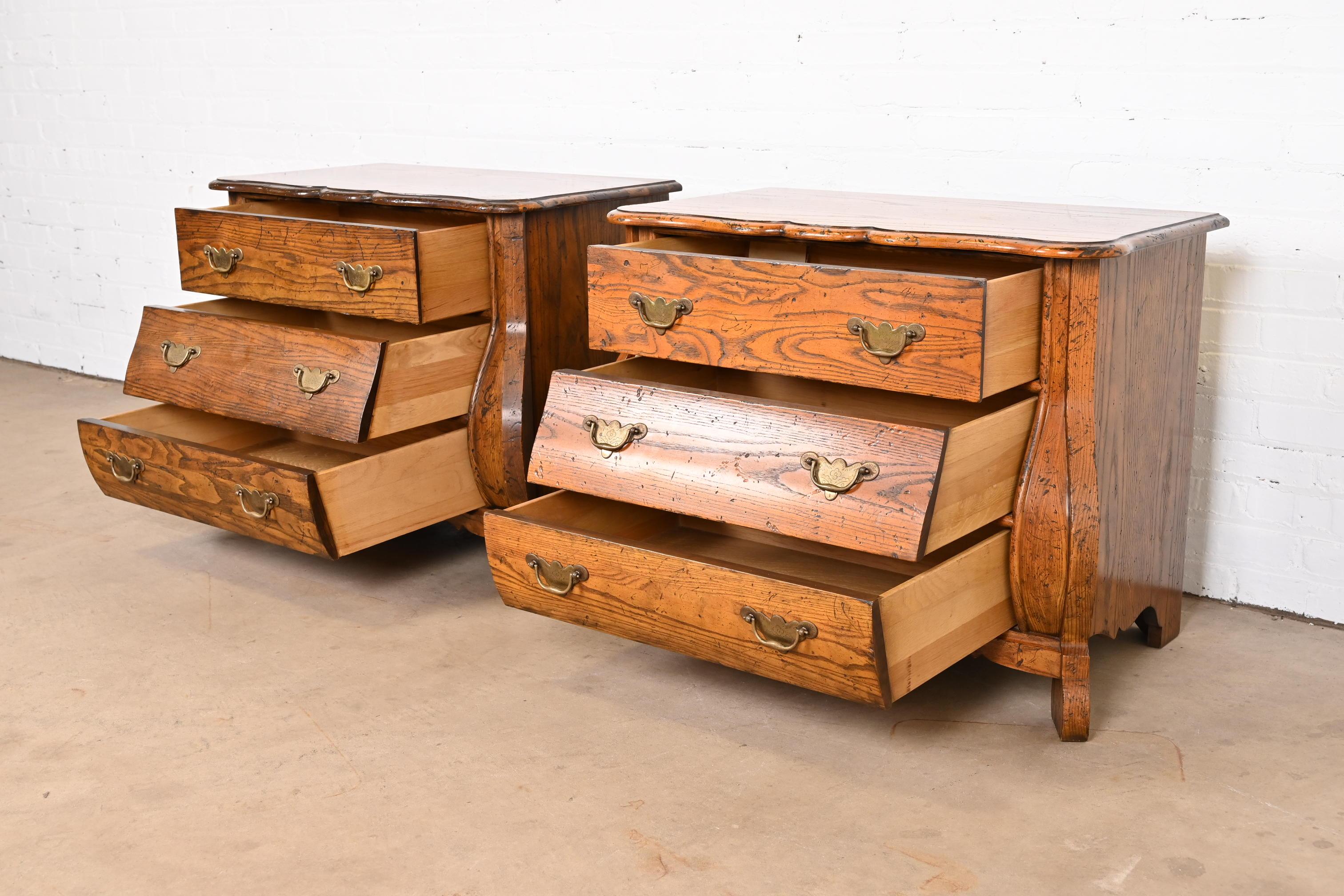 Baker Furniture French Provincial Louis XV Oak Bombay Chests, Pair 2