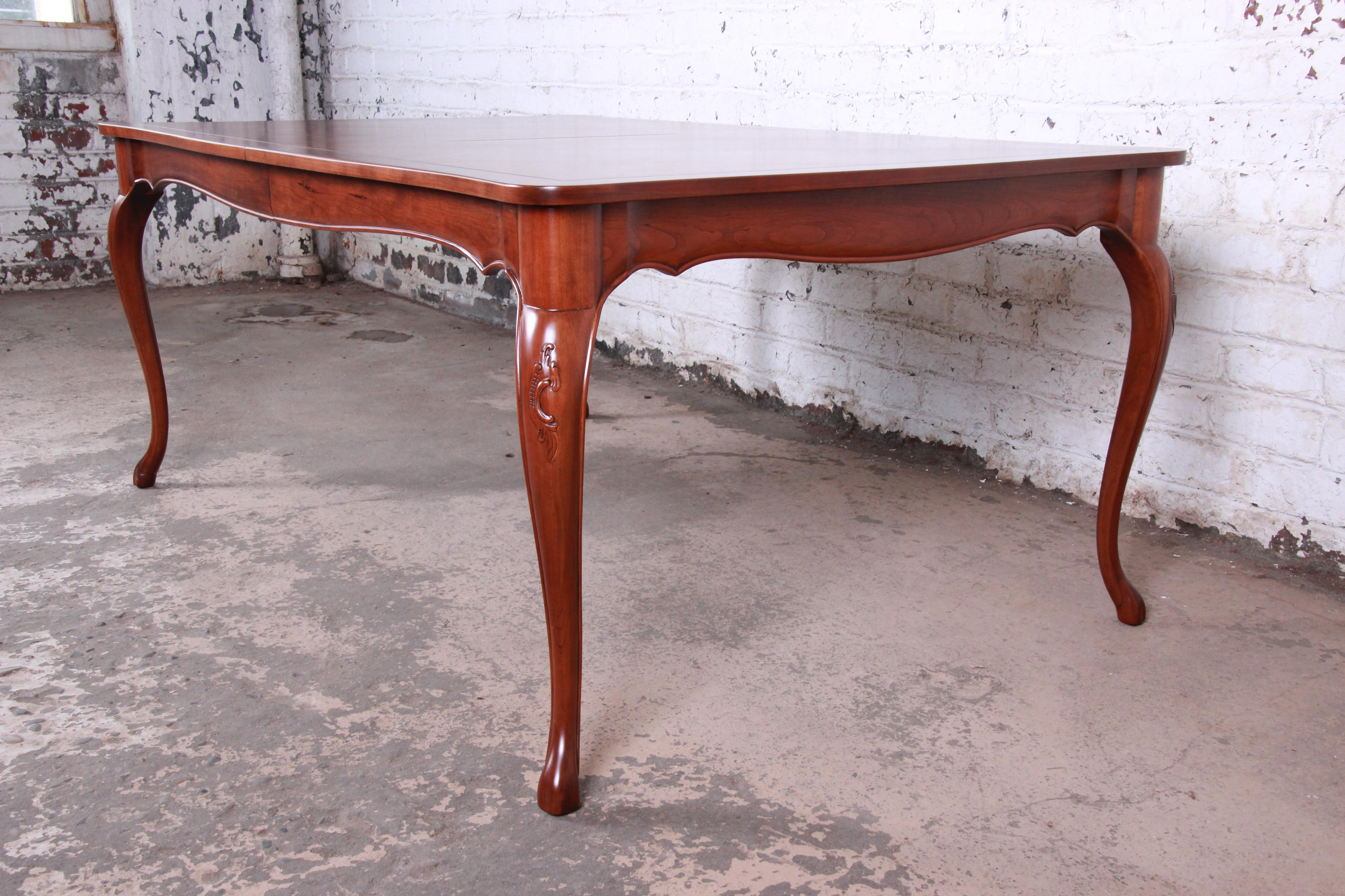 Baker Furniture French Provincial Louis XV Style Cherry Extension Dining Table 2
