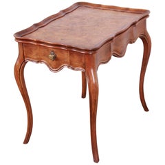 Baker Furniture French Provincial Louis XV Style Walnut Burl Side Table