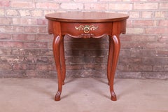 Baker Furniture French Provincial Louis XV Walnut and Burl Tea Table, Refinished