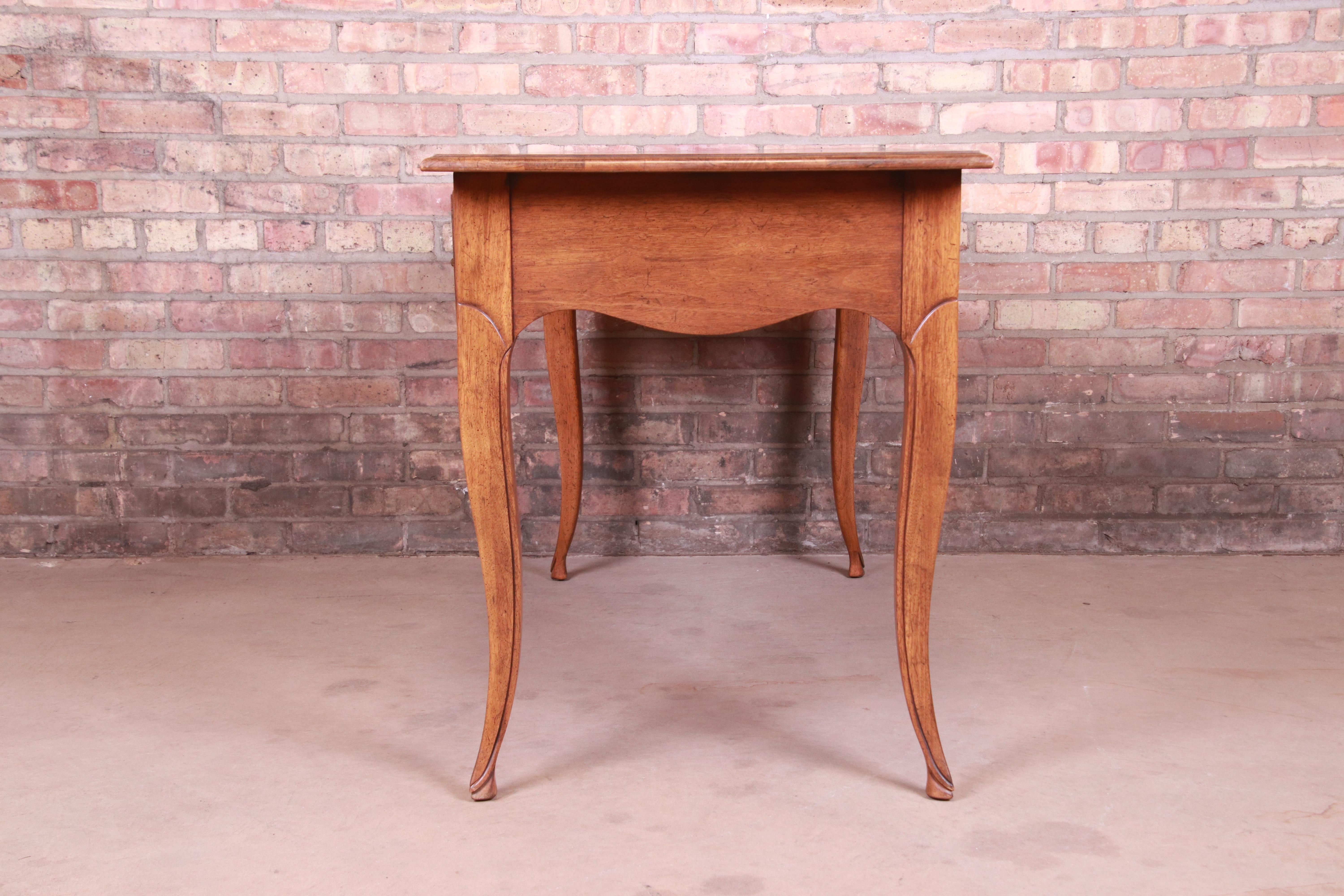 Baker Furniture French Provincial Louis XV Walnut and Burl Wood Writing Desk 3