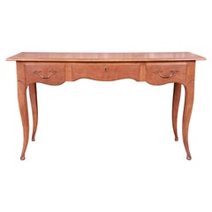 Retro Baker Furniture French Provincial Louis XV Walnut and Burl Wood Writing Desk