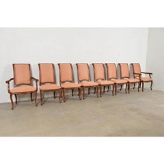 Baker Furniture French Provincial Louis XV Walnut Dining Chairs, Set of Eight