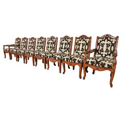Baker Furniture French Provincial Louis XV Walnut Dining Chairs, Set of Eight