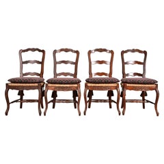 Baker Furniture French Provincial Louis XV Walnut Dining Chairs, Set of Four