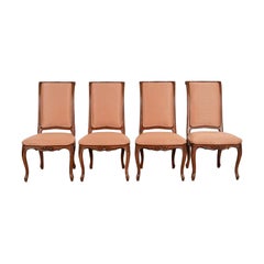 Baker Furniture French Provincial Louis XV Walnut Dining Chairs, Set of Four