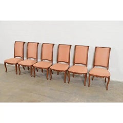 Baker Furniture French Provincial Louis XV Walnut Dining Chairs, Set of Six