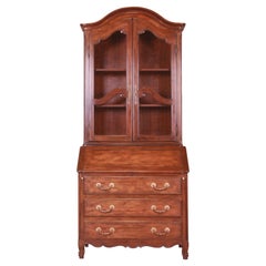 Baker Furniture French Provincial Louis XV Walnut Secretary Desk with Bookcase