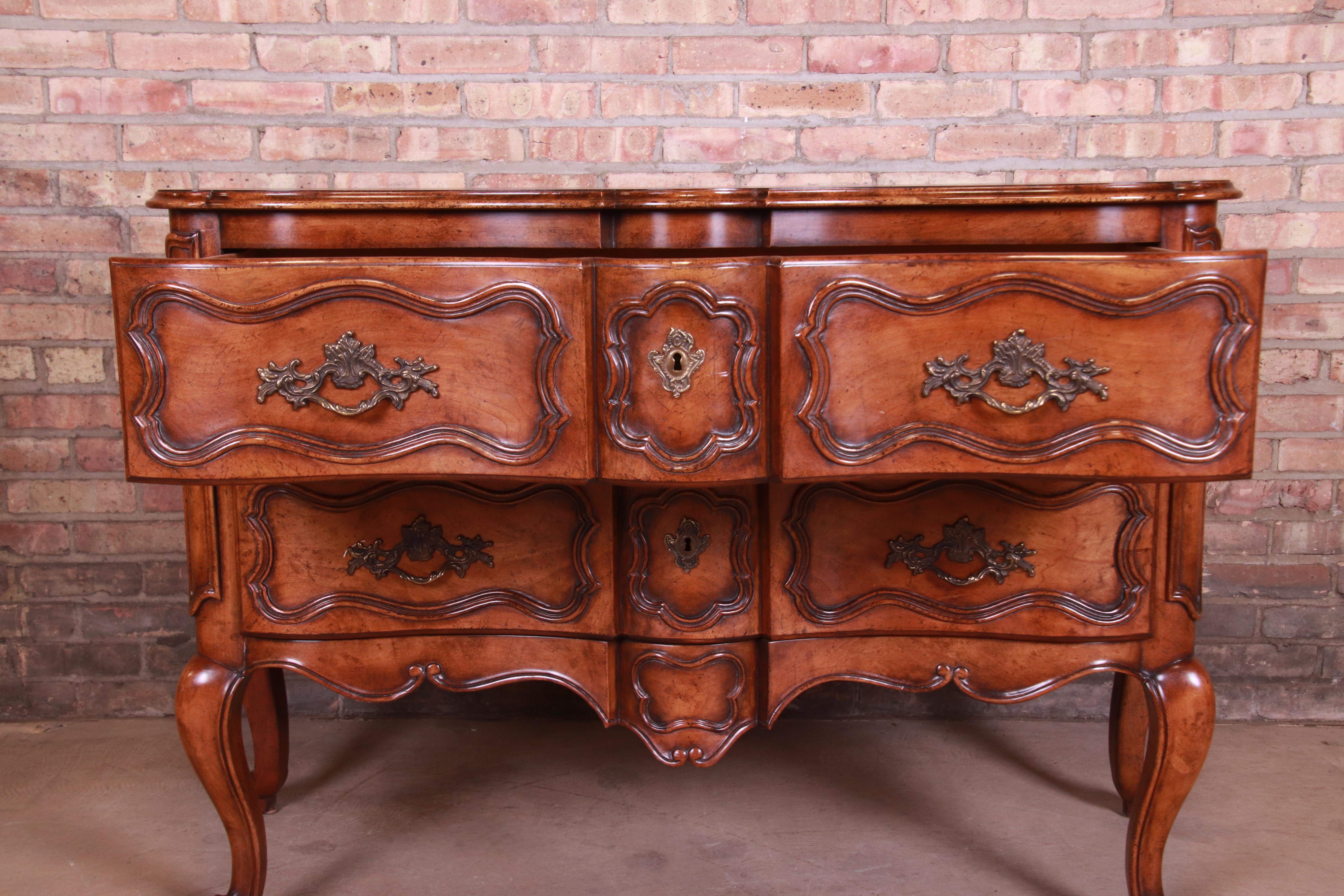 Baker Furniture French Provincial Louis XV Walnut Server or Commode 3
