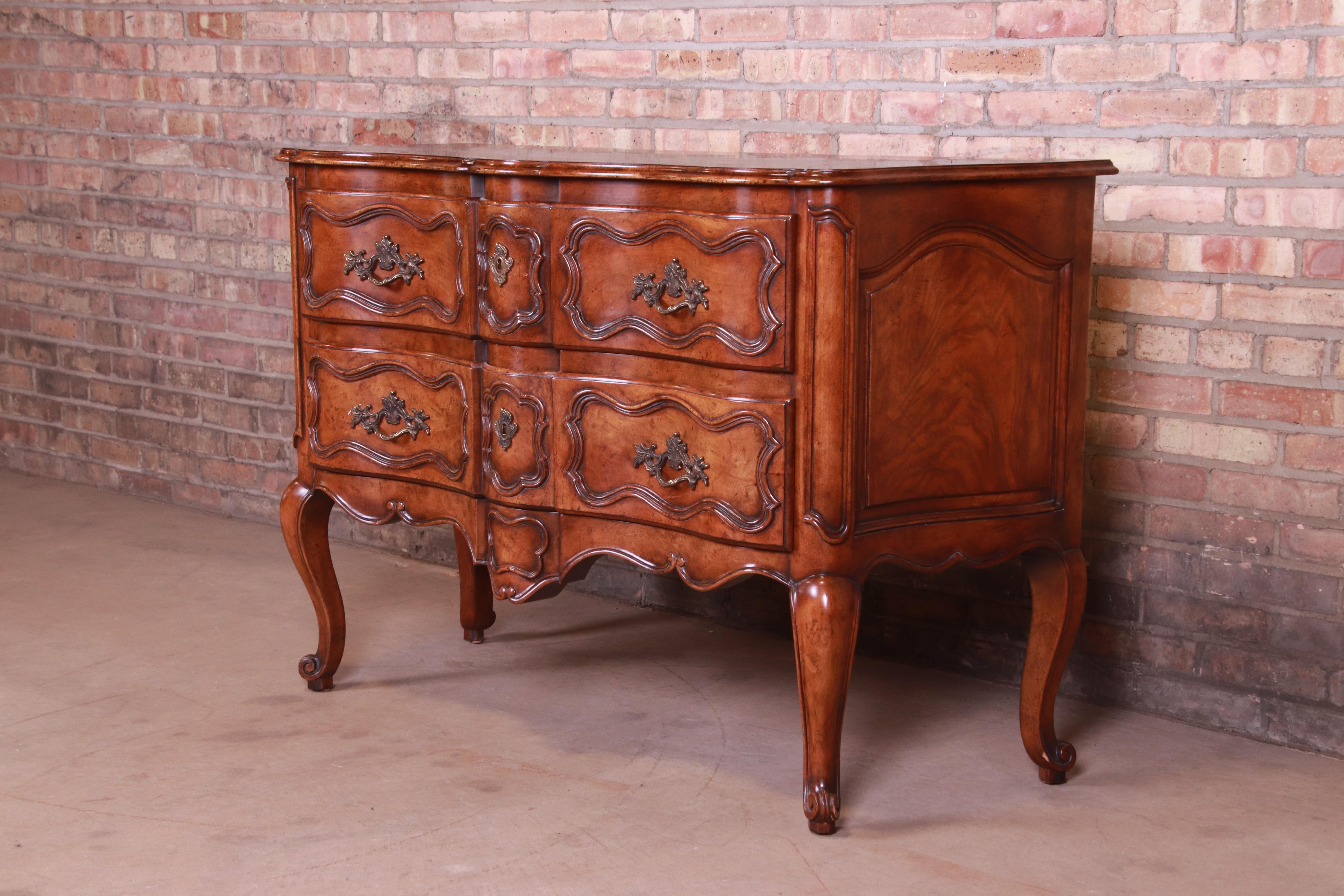 American Baker Furniture French Provincial Louis XV Walnut Server or Commode