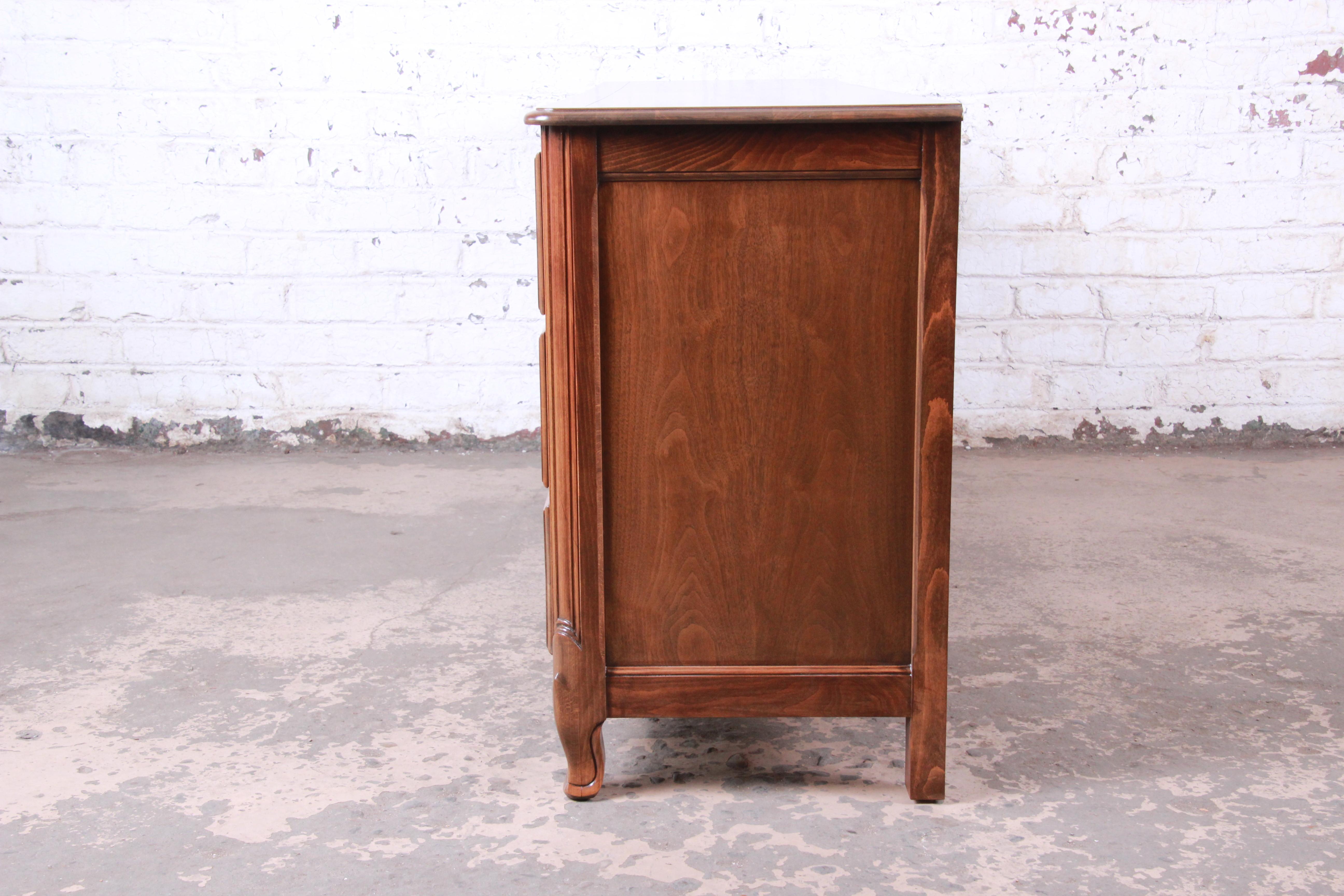 Baker Furniture French Provincial Louis XV Walnut Triple Dresser, Newly Restored 5