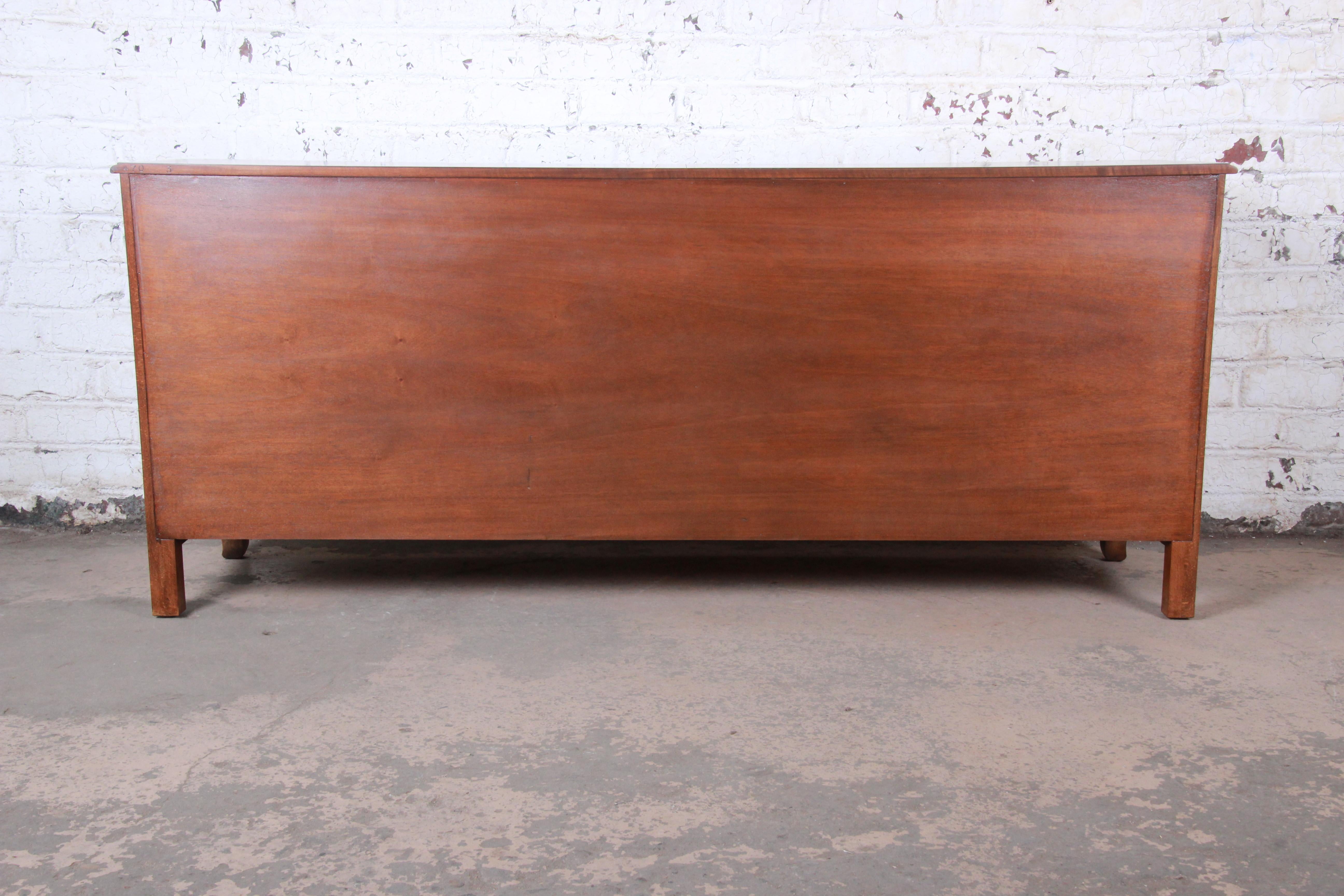 Baker Furniture French Provincial Louis XV Walnut Triple Dresser, Newly Restored 6
