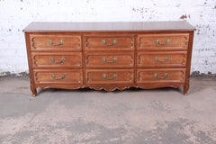 Baker Furniture French Provincial Louis XV Walnut Triple Dresser, Newly Restored
