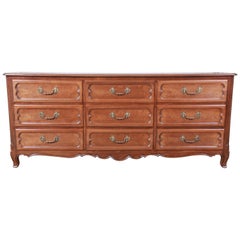 Baker Furniture French Provincial Louis XV Walnut Triple Dresser, Newly Restored