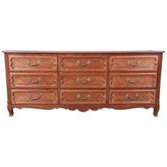 Baker Furniture French Provincial Louis XV Walnut Triple Dresser, Newly Restored