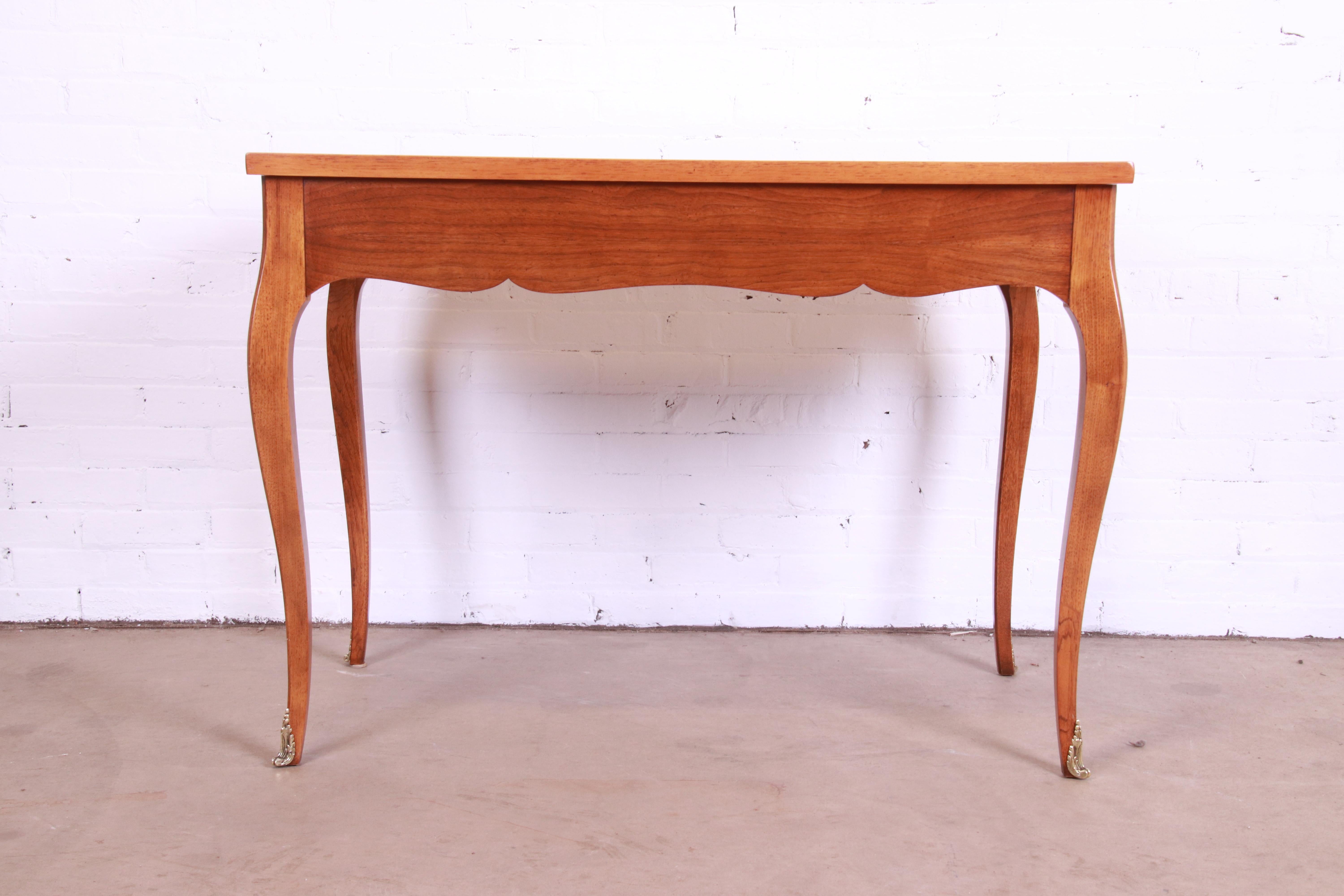 Baker Furniture French Provincial Louis XV Walnut Writing Desk, Newly Refinished For Sale 7