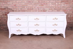Baker Furniture French Provincial Louis XV White Lacquered Dresser, Refinished