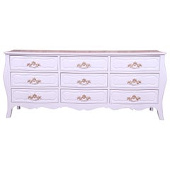 Retro Baker Furniture French Provincial Louis XV White Lacquered Dresser, Refinished