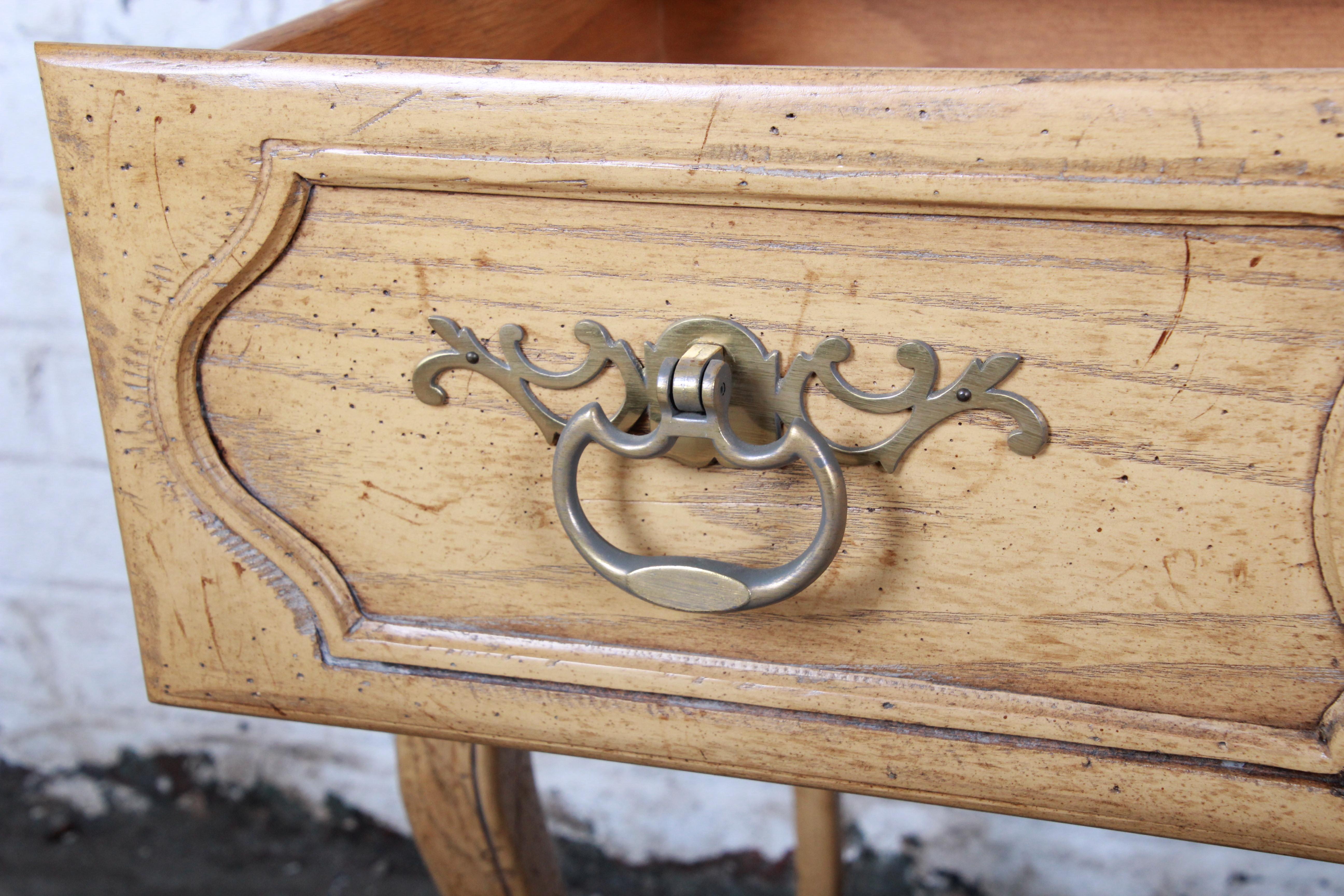 Brass Baker Furniture French Provincial Louis XV White Oak Buffet Server For Sale