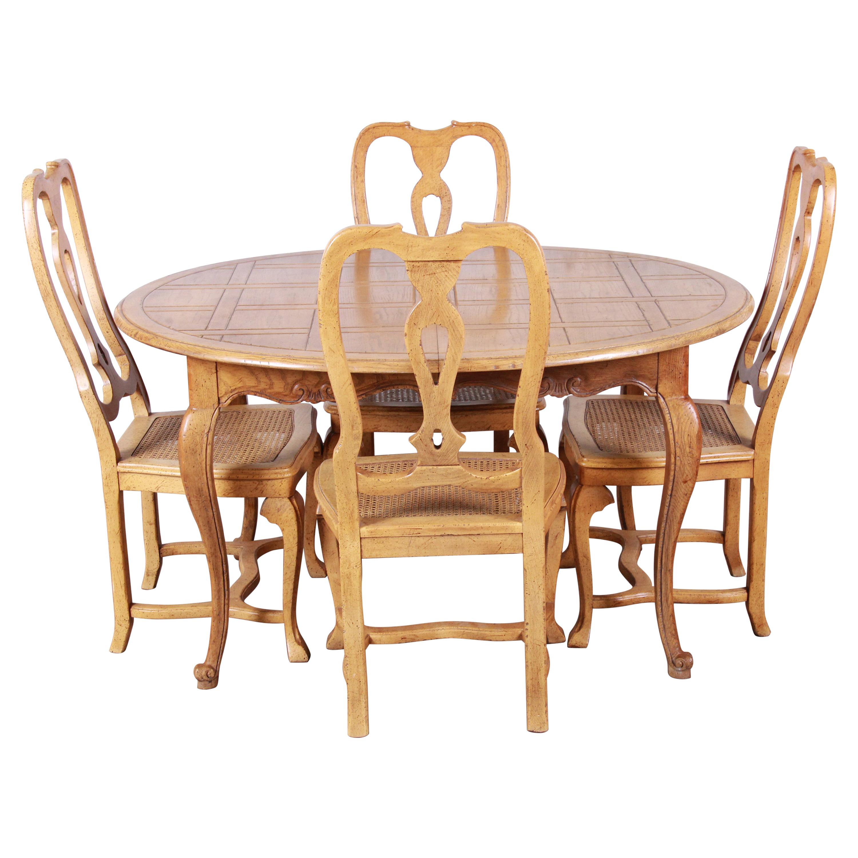 Baker Furniture French Provincial Louis XV White Oak Dining Set