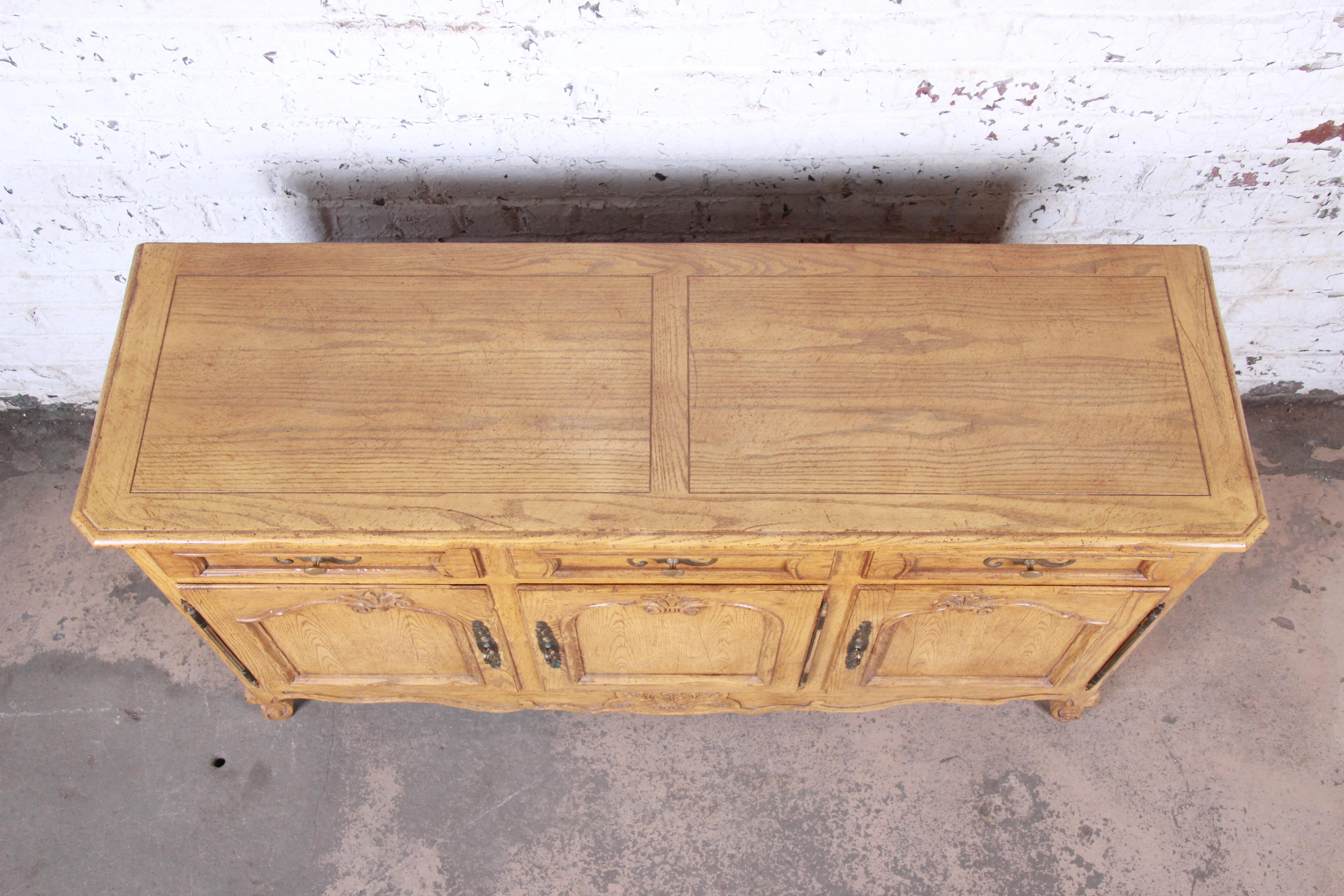 20th Century Baker Furniture French Provincial Louis XV White Oak Sideboard Credenza