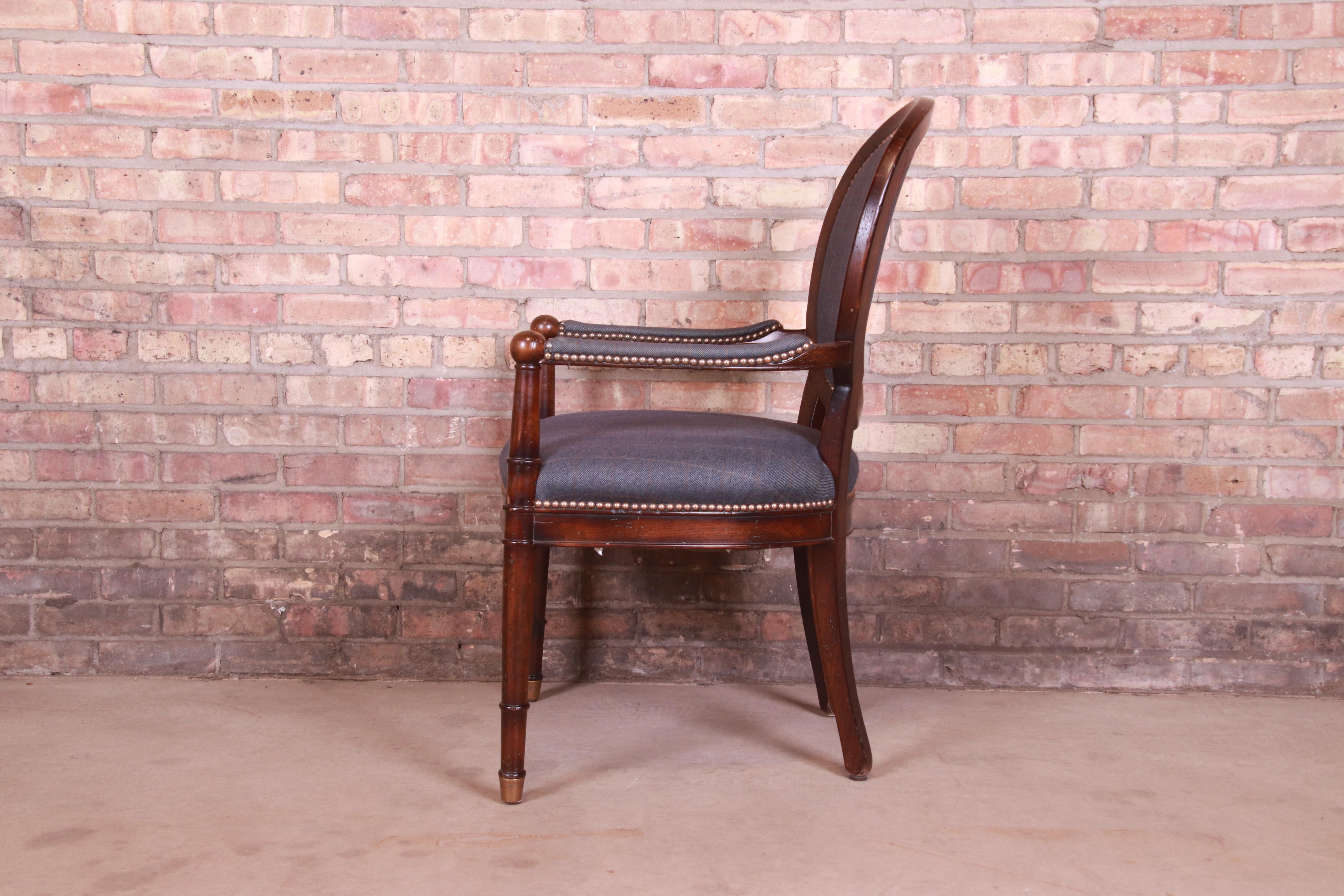 Baker Furniture French Provincial Louis XVI Carved Walnut Fauteuil For Sale 1