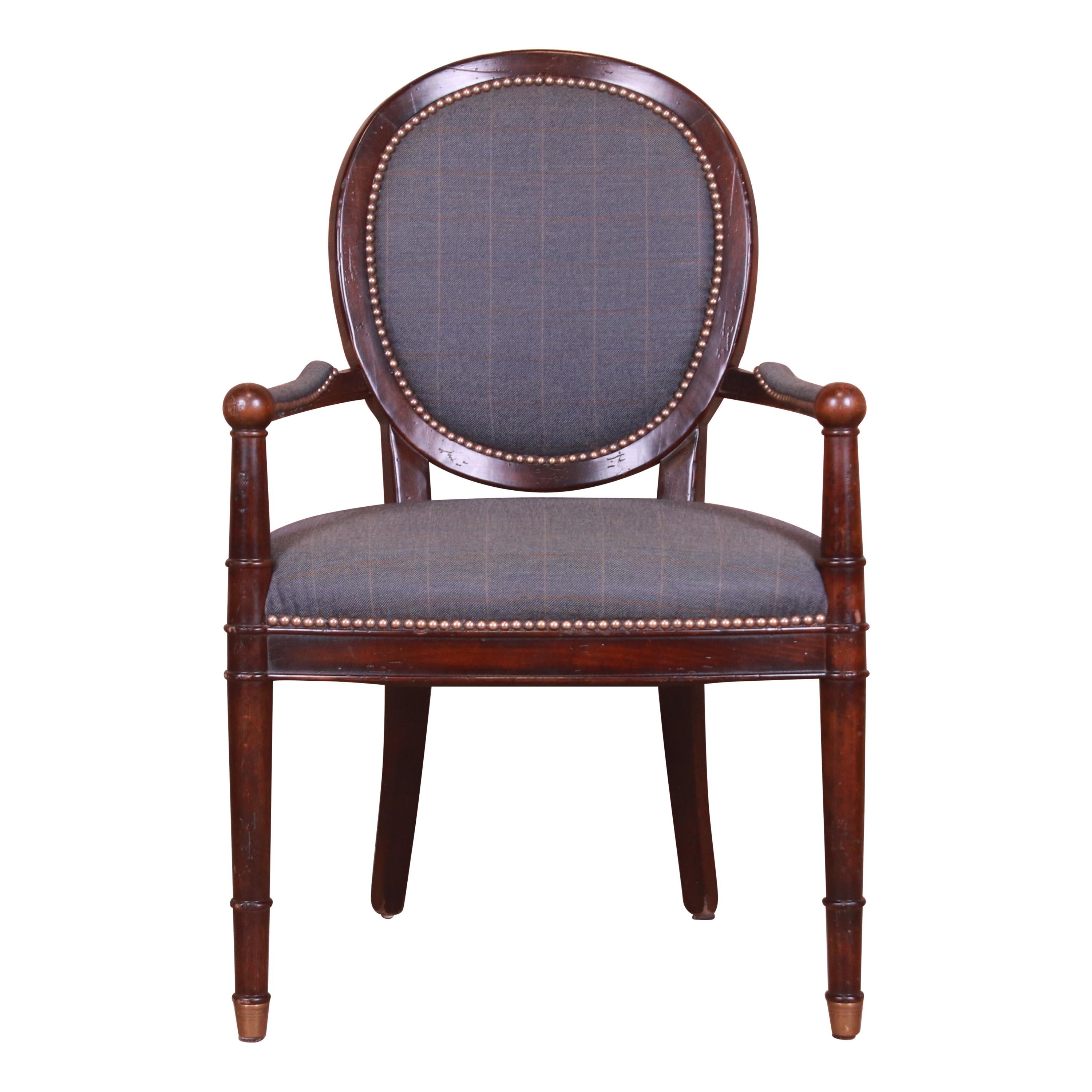 Baker Furniture French Provincial Louis XVI Carved Walnut Fauteuil