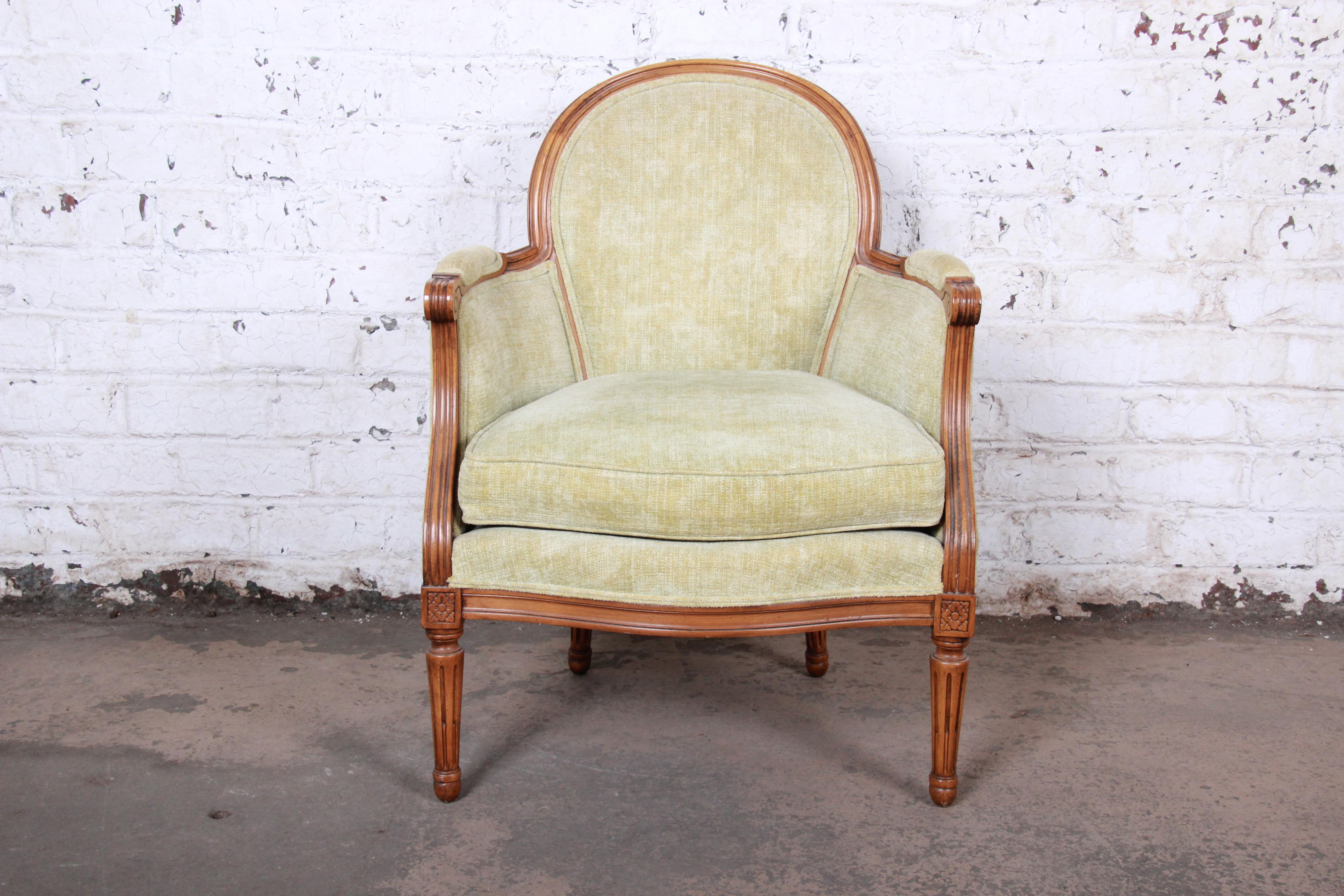 Upholstery Baker Furniture French Provincial Louis XVI Fauteuils, Pair