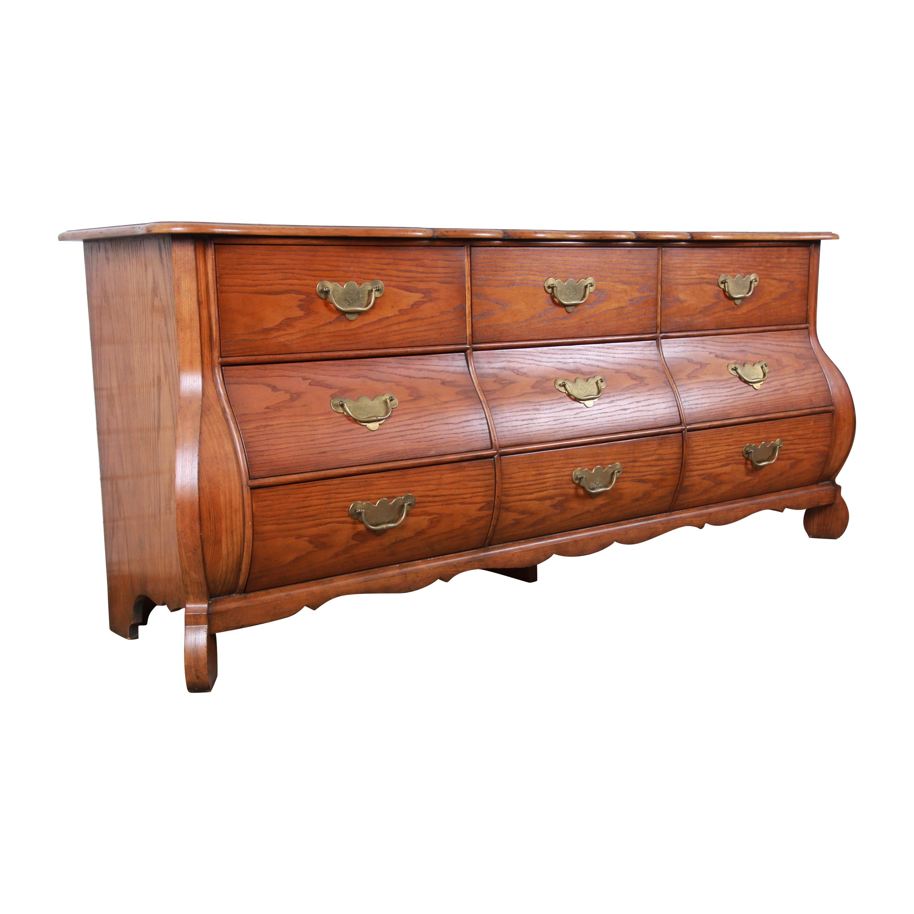 Baker Furniture French Provincial Oak and Burl Wood Bombay Dresser or Credenza