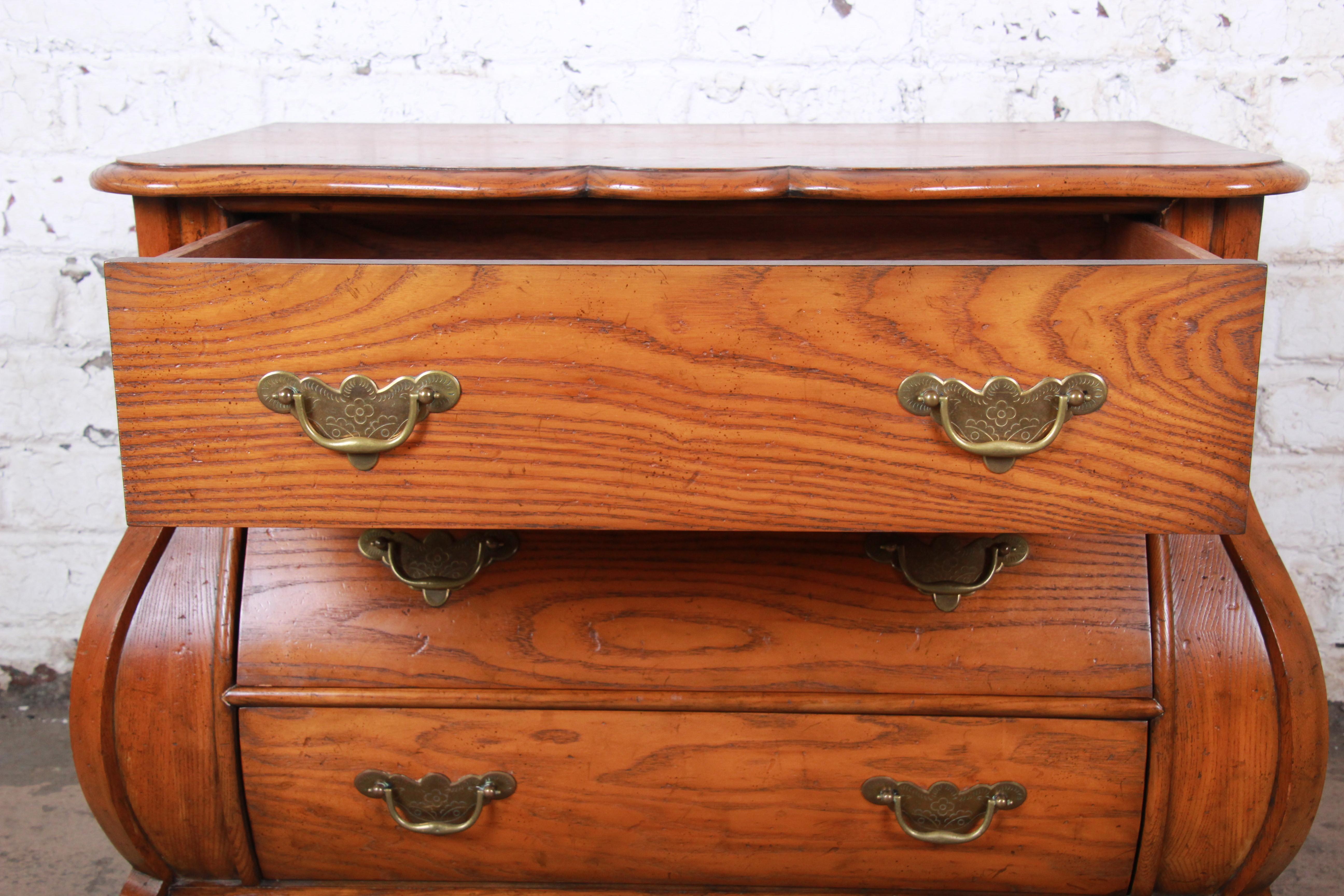 Brass Baker Furniture French Provincial Oak Bombay Chest or Commode