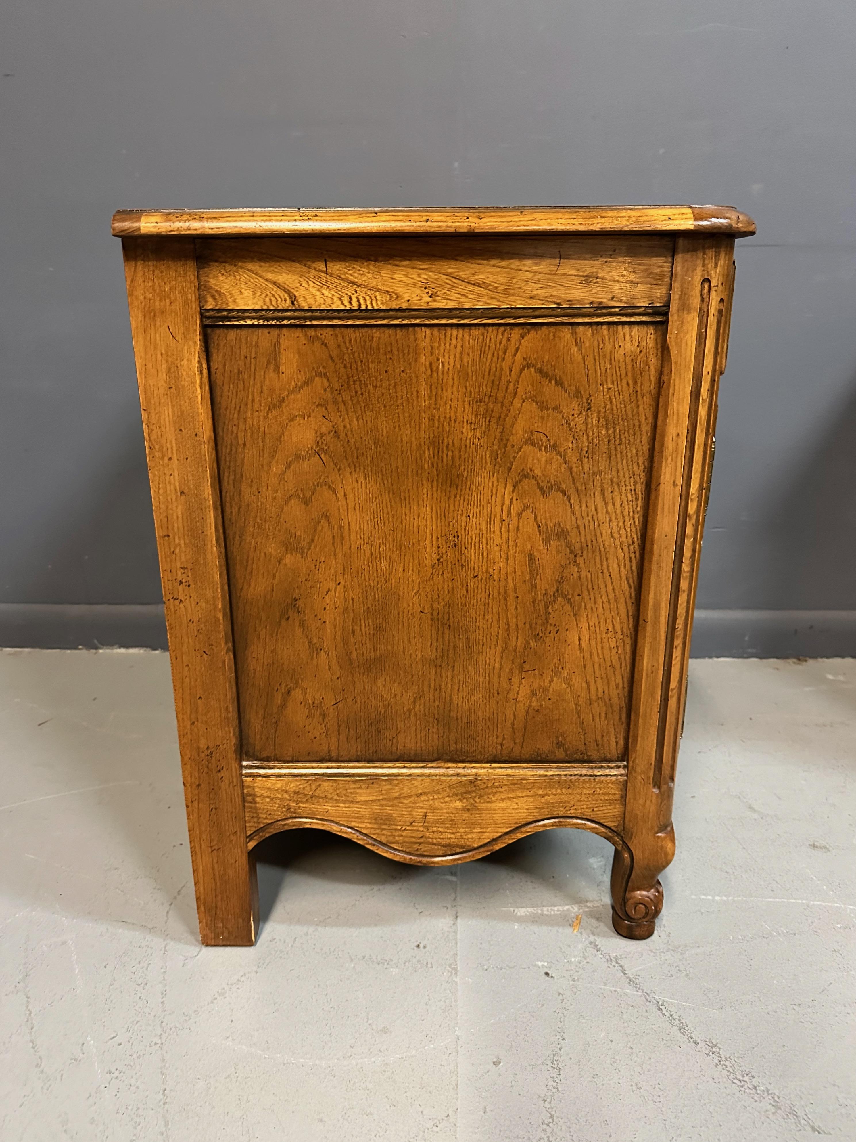 20th Century Baker Furniture French Provincial Oak Two Door Nightstands with One Drawer For Sale
