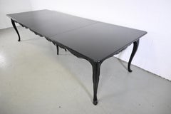Baker Furniture French Provincial Style Black Lacquered Extension Dining Table